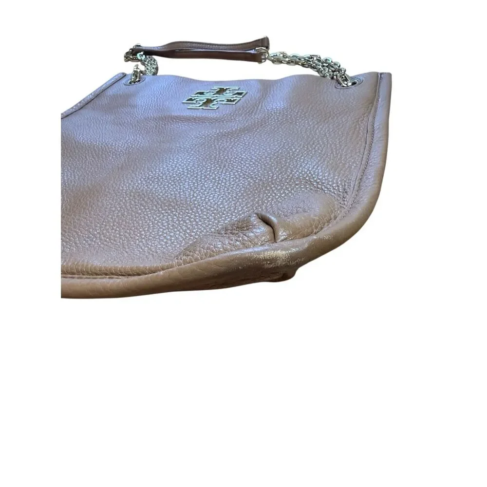 Tory Burch Britten Swingpack crossbody bag purse brown pebbled leather gold-tone